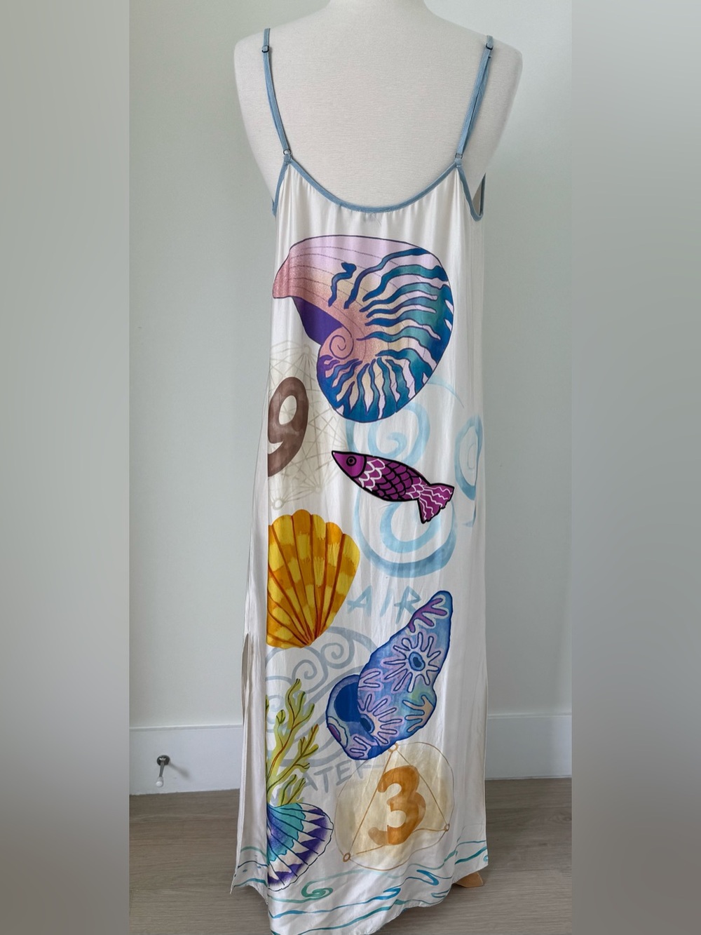 ME369 Sea Print Design Camisole Summer Midi Dress Size Small - Picture 5 of 13